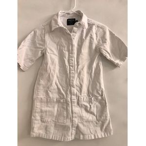 White cotton button-up mini dress